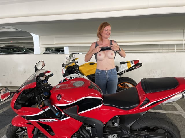 You can’t go ride on a hot day and not flash everyone in the parking garage. [IMG]